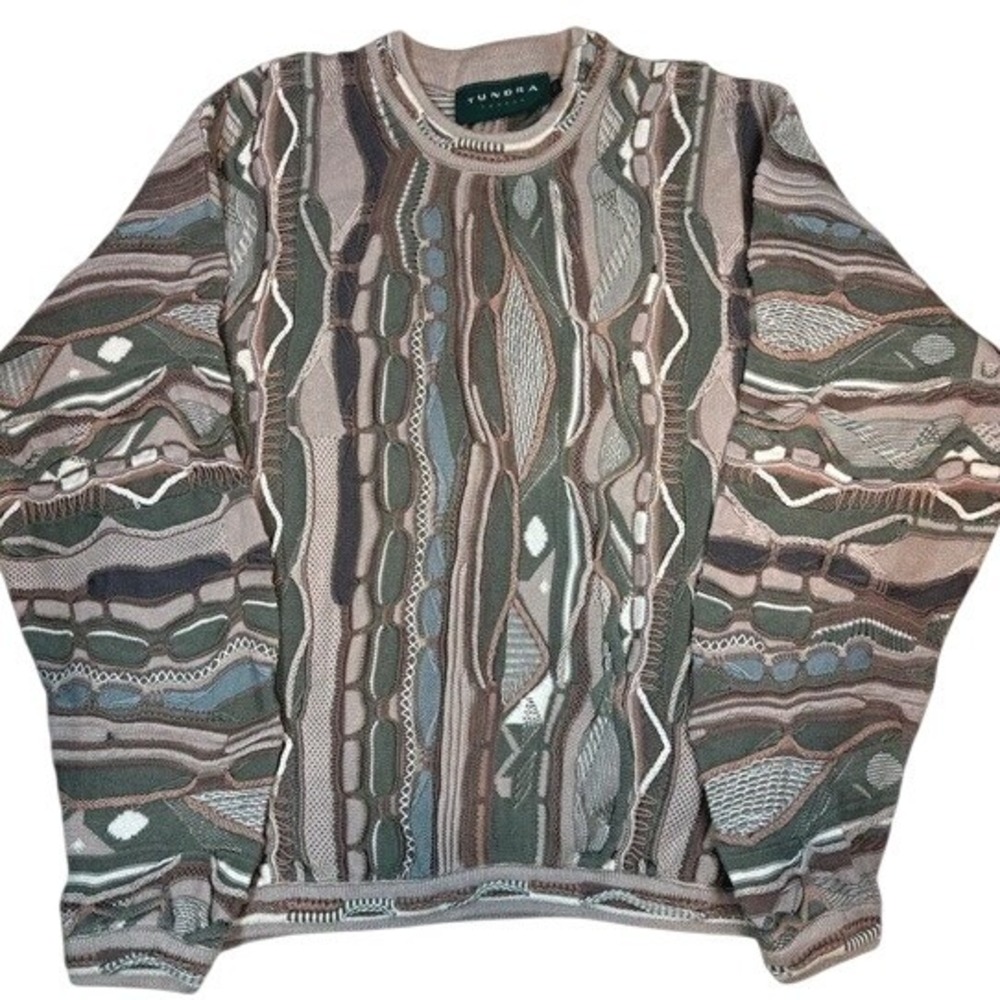 Vintage 90's Tundra Canada 3D Textured Chunky Coogi Style Knit Men's Sweater XL